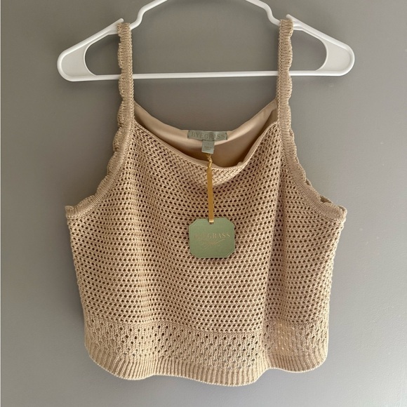 Ryegrass Womans Crochet Sandshell Tank Top SZ LG Boho New Lined Cropped Summer - Picture 1 of 8